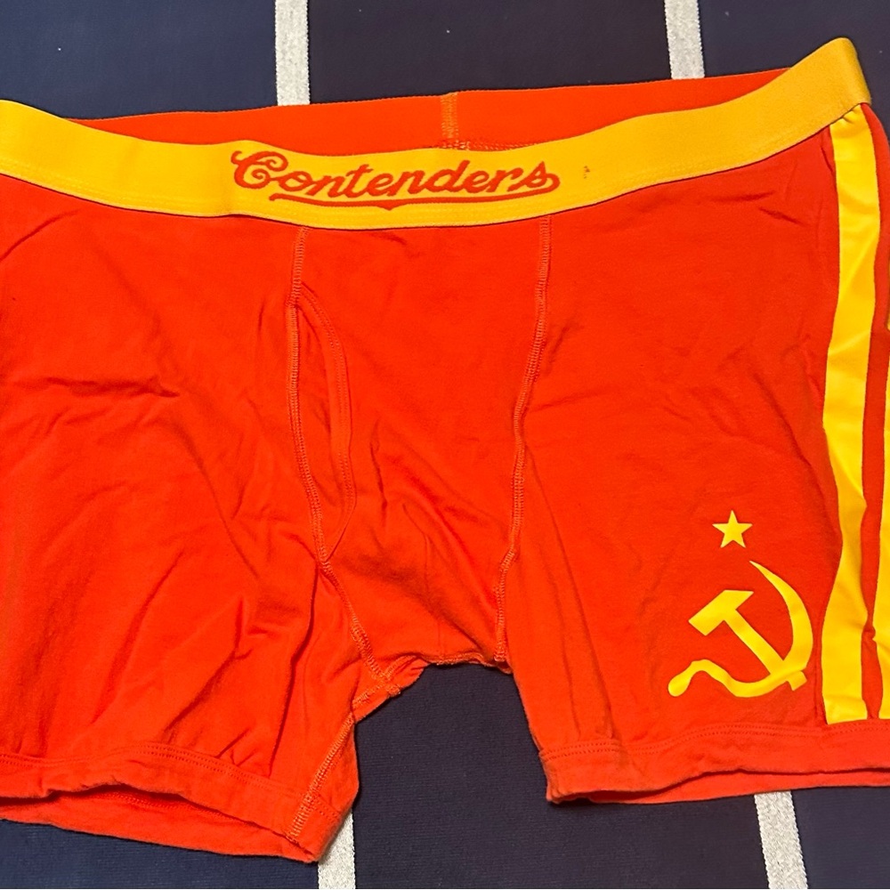 Mens Contenders Rocky IV Ivan Drago Vibrant Red Boxer Briefs with Gold Trim